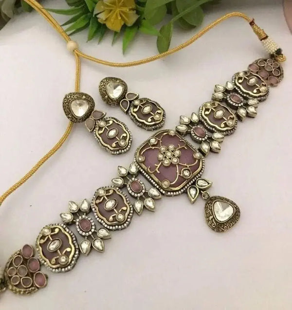Heritage Style Premium Jadau Choker Set – Royal Jewellery - Fashionjewellery_21