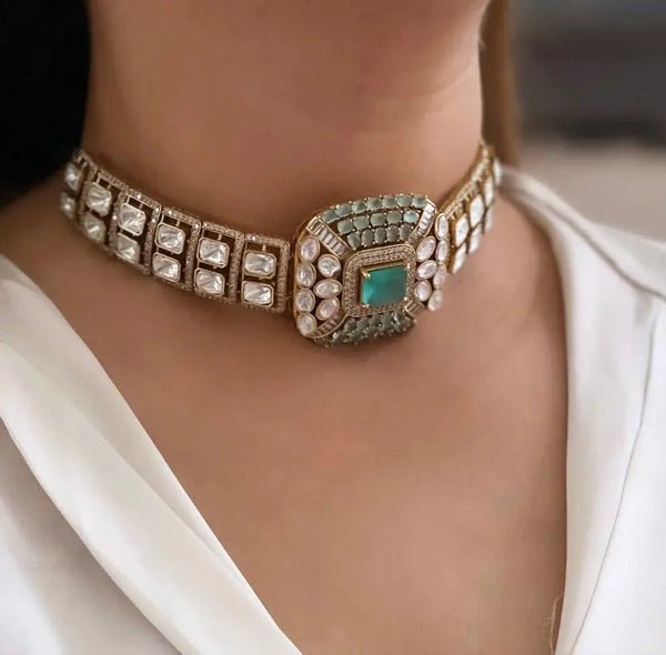 Kanika Moissanite Victorian Polki Set | Bridal Necklace - Fashionjewellery_21