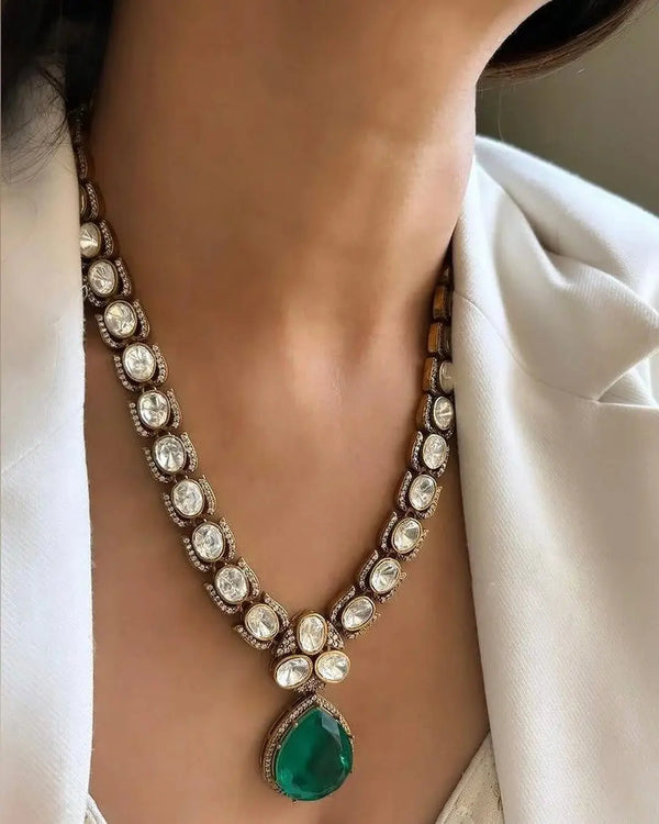 Meera Layered Polki Jewelry Set – Royal Bridal Necklace for Weddings & Festive Looks - Fashionjewellery_21