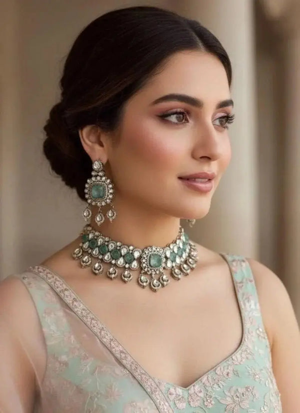 Nishvika Maharani Royal Bridal Choker Set – Aura Gold Edition - Fashionjewellery_21