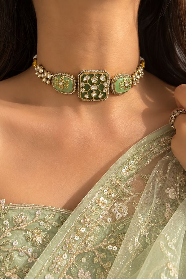 Iraaya – Royal Handcrafted Amrapali Carved Gold-Finish Choker Set